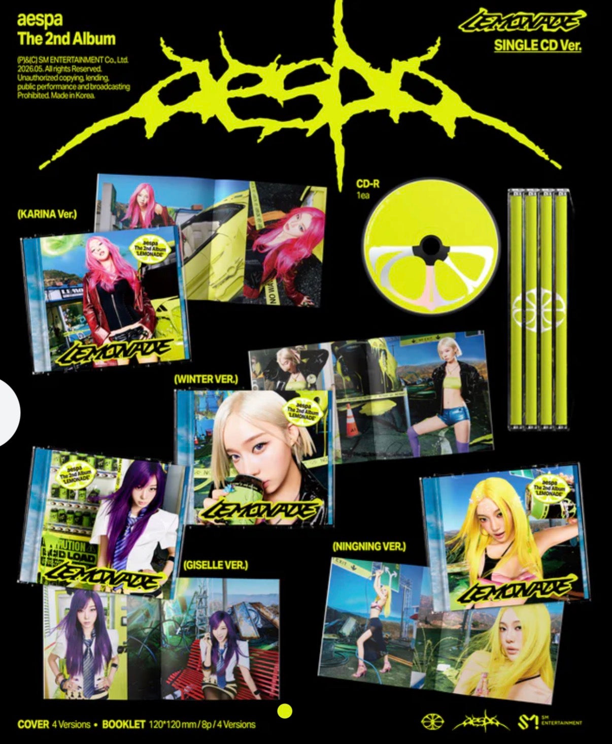 Pre-Order Aespa Lemonade Single CD US Exclusive 美國限定封面版CD